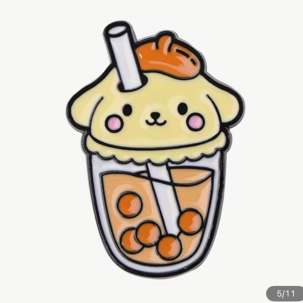 NEW - Pin SET, Boba, Hello Kitty Kuromi Cinnamoroll Pompompurin Melody 6PCS - Picture 6 of 9